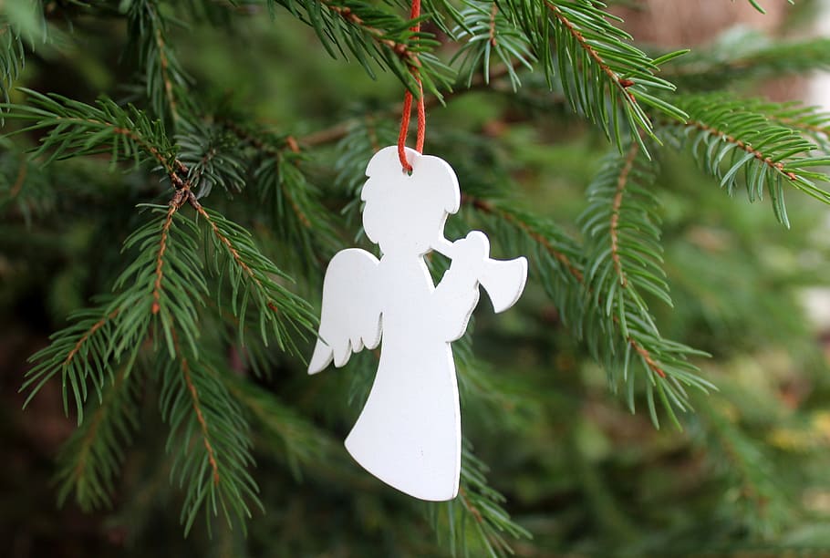 tree, christmas tree, spruce, holidays, angel, decoration, christmas decoration HD wallpaper