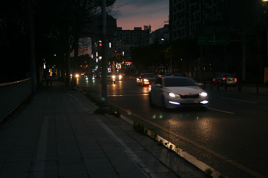 Night View, Road, Driveway, Daegu, illuminated, transportation, HD wallpaper