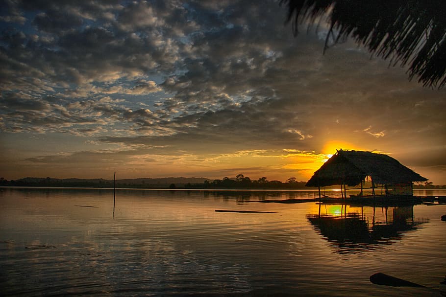 sunset, water, cottage cheese, summer cottage, cloud, horizon, HD wallpaper