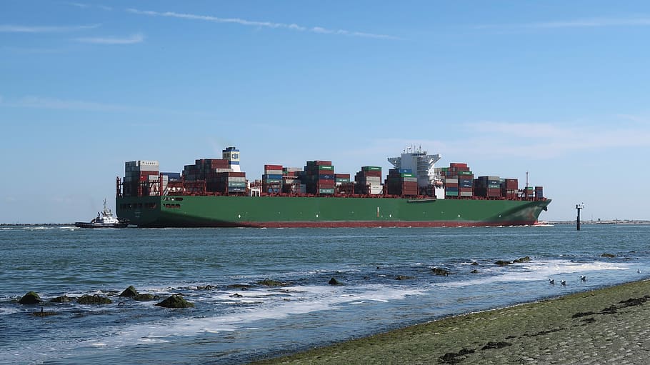 container ship, port, quay, containers, maasvlakte, transport HD wallpaper