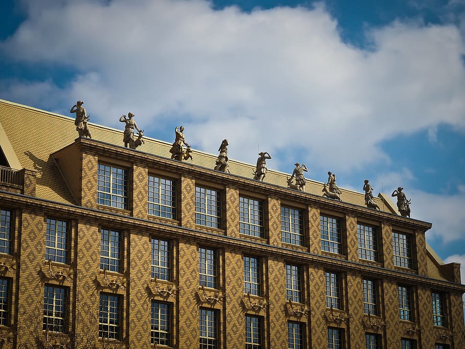 architecture, figures, statue, sculpture, building, facade HD wallpaper