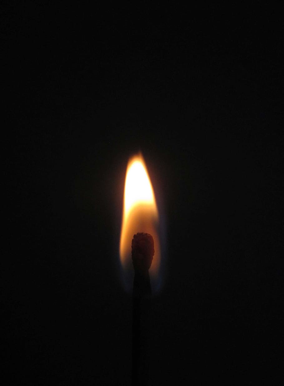 fire, flame, burn, match, matchstick, light, yellow, blue, orange HD wallpaper