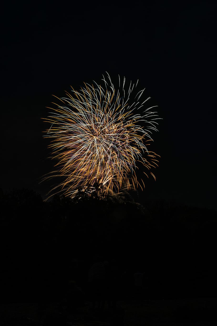 fireworks, firework display, dark, night, lights, colour, orange HD wallpaper