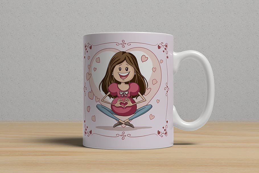 mug, mom, pregnancy, cups, the art of, colorful mugs, child, HD wallpaper