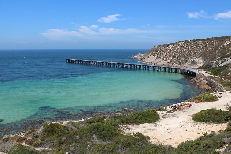 jetty, coast, sea, water, sky, scenics - nature, land, horizon HD wallpaper