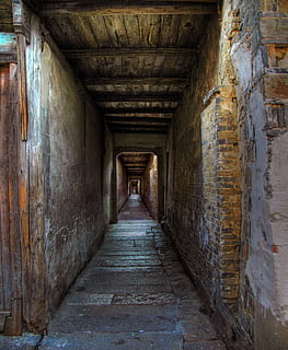 brown pavement hallway, corridor, endless, passage, infinite HD wallpaper