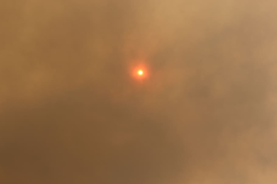 sun, smoke, bushfire, weather, cloudy, nature, power, sky, beauty in nature, HD wallpaper
