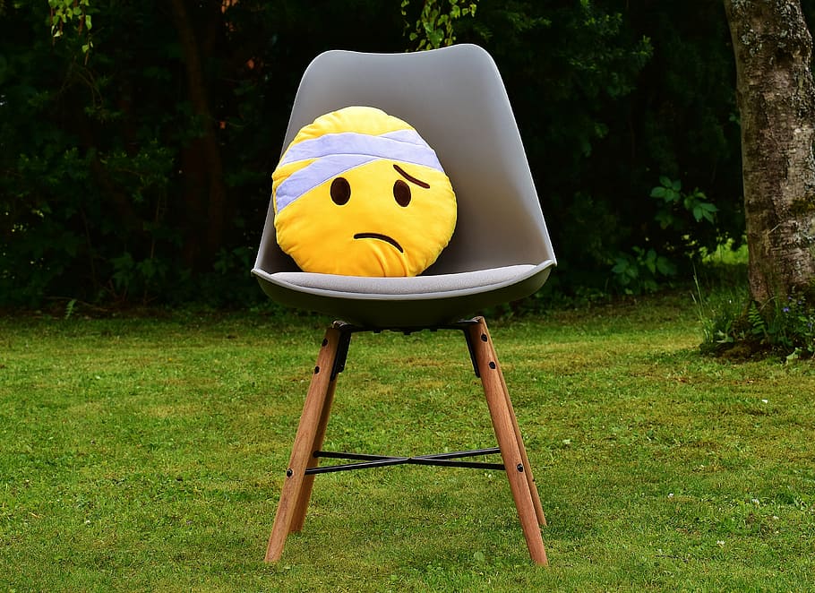 sad emoji pillow, get well soon, smiley, cute, plush, yellow, HD wallpaper