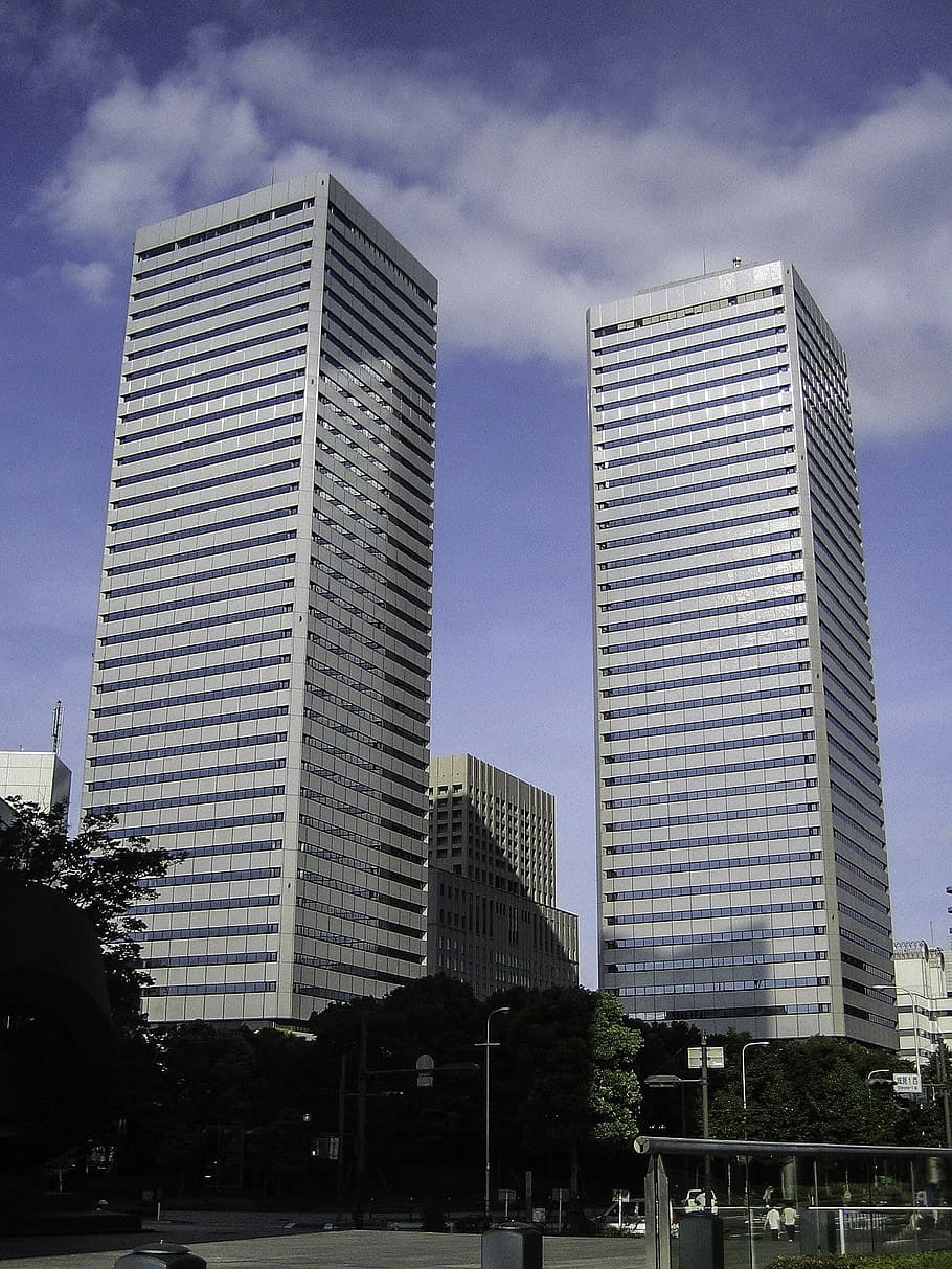 Twin Towers in Osaka, Japan, photo, MID tower, panasonic tower, HD wallpaper
