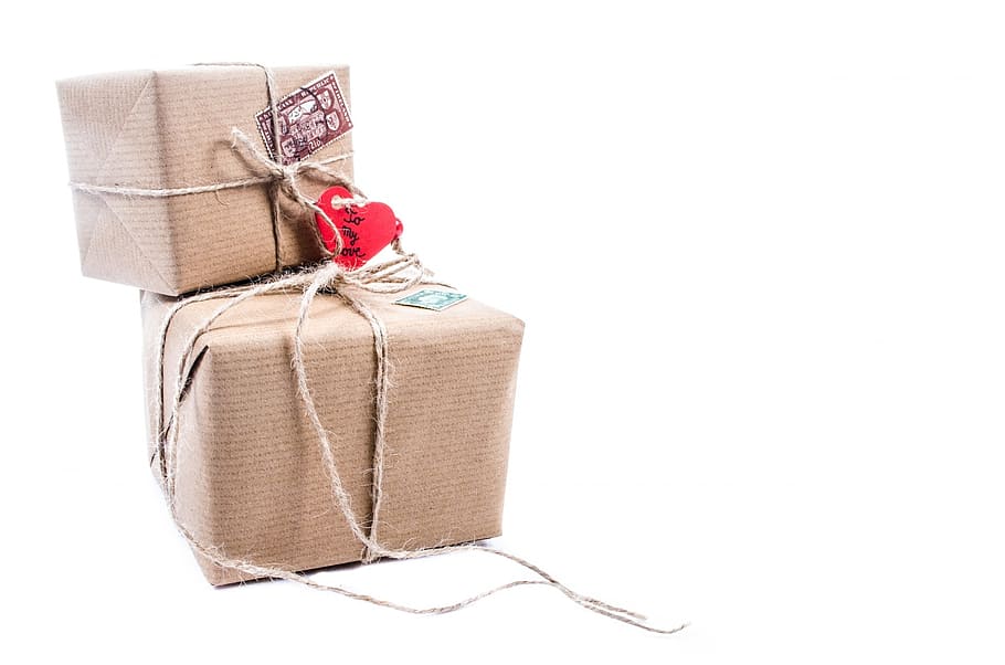 two brown cardboard boxes on top of white surface, paper, old HD wallpaper