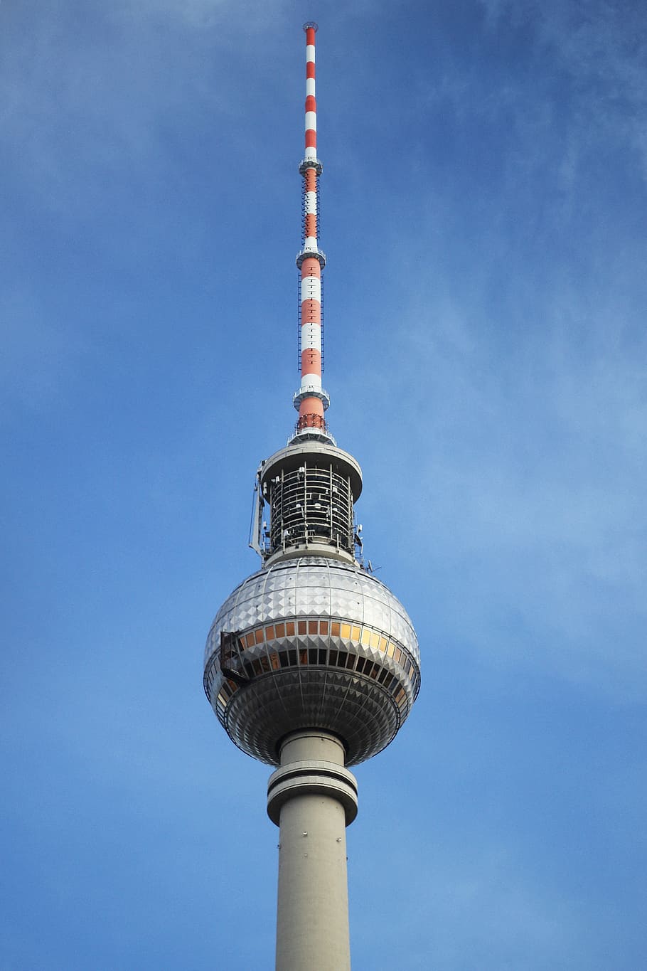 gray and orange tower under white clouds and blue sky, white and orange tower at daytime HD wallpaper