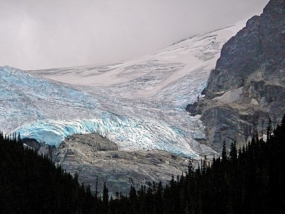 glacier, ice, mountains, valley, view, joffre lake, skihist mountain HD wallpaper