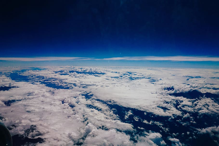 atmosphere outside outerspace, white, clouds, nature, sky, aerial HD wallpaper