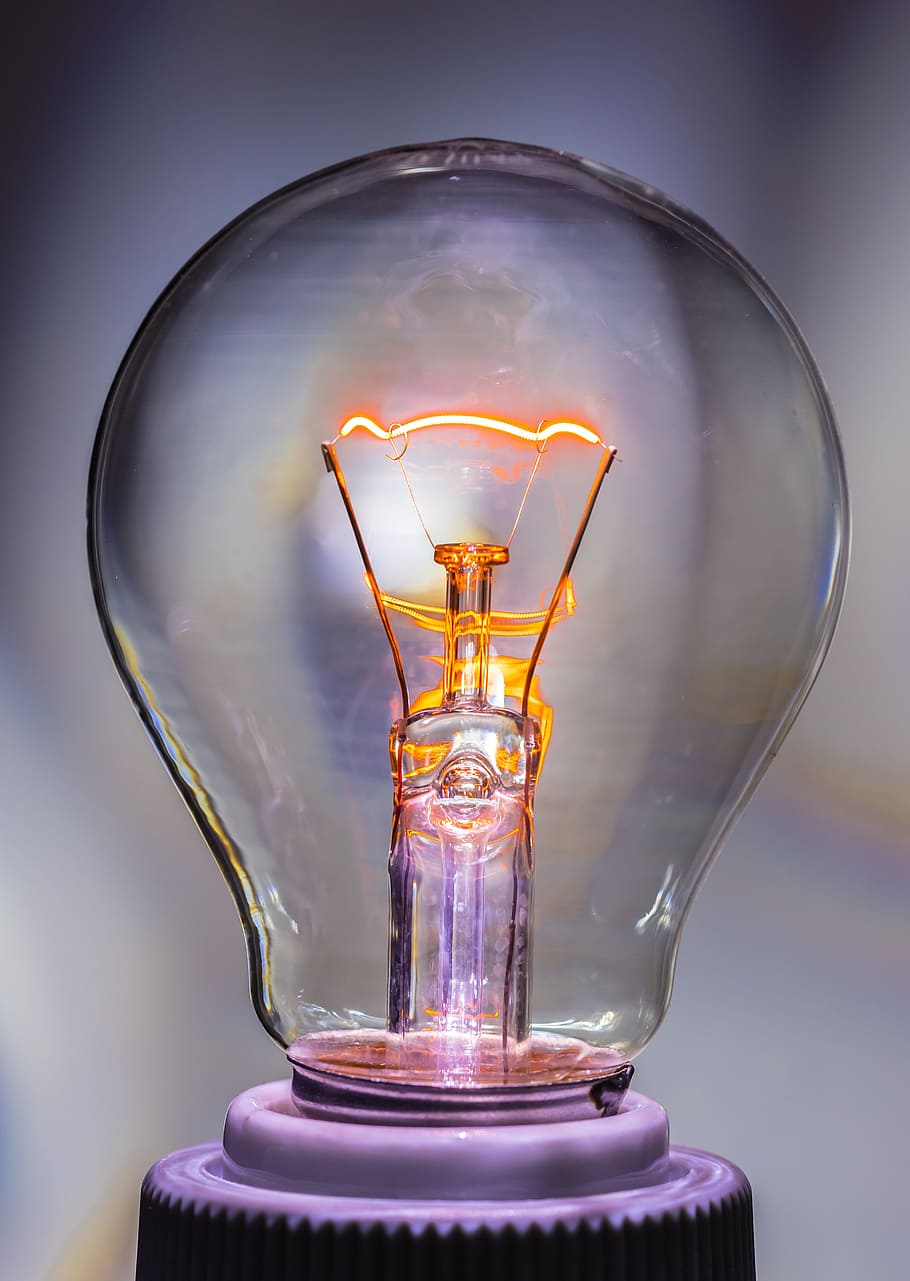 turned-on incandescent lamp, light bulb, at, burn, glow lamp, HD wallpaper
