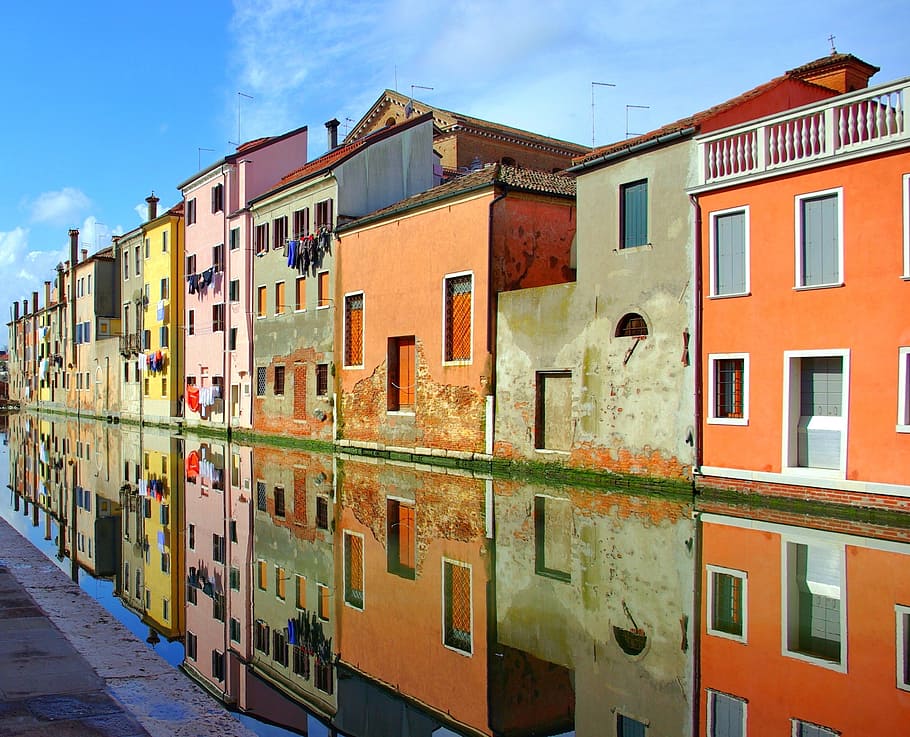 landscape photography of buildings, chioggia, italy, old houses, HD wallpaper