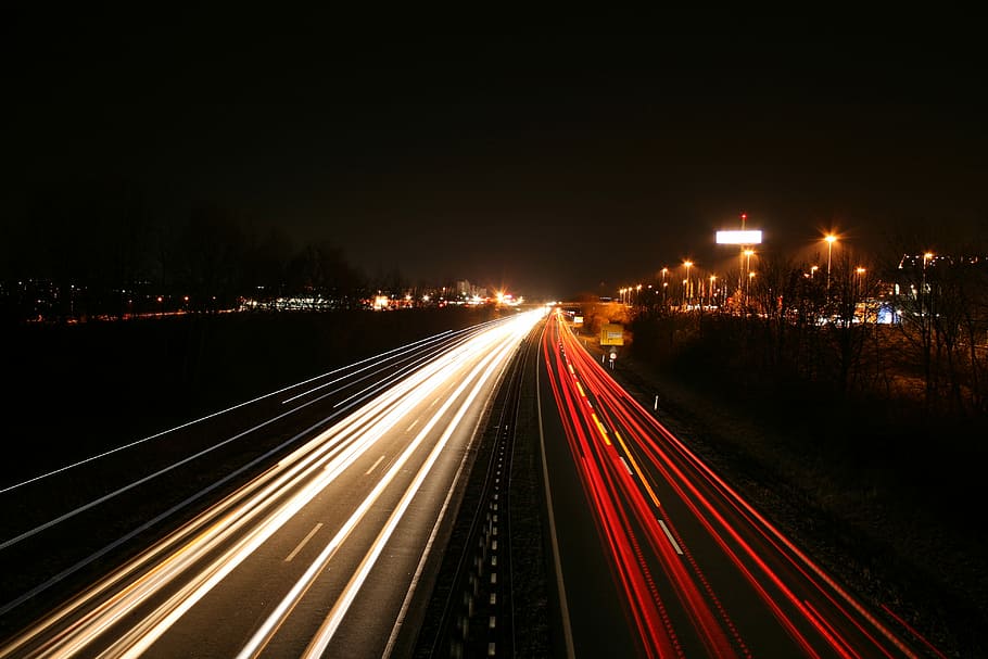 time lapse photography of cars passing bridge during nighttime, HD wallpaper