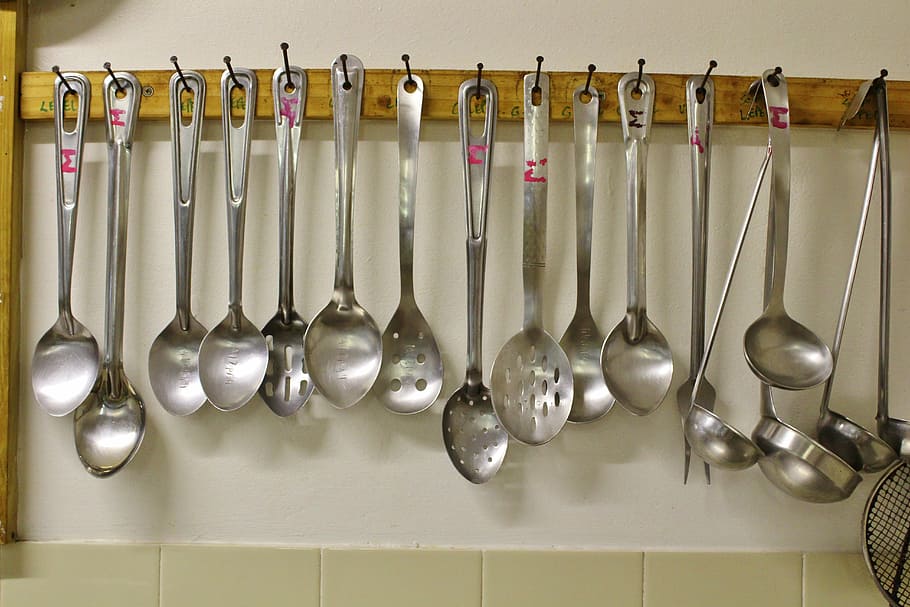 dipper, cutlery, kitchen, indoors, kitchen utensil, hanging HD wallpaper