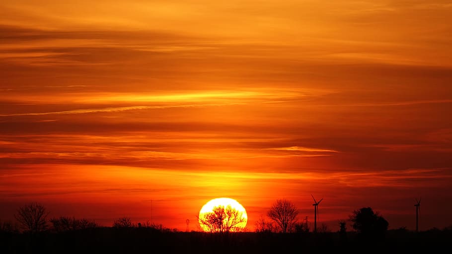 sunset, night lighting, the abbey, sky, cloud - sky, silhouette HD wallpaper