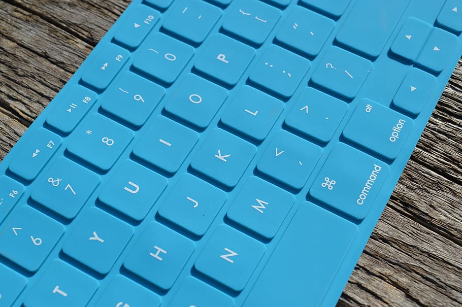 blue, close-up, computer, computer keyboard, desk, equipment HD wallpaper