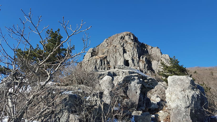 climbing, nature, landscape, sky, rock, blue, clear sky, rock - object HD wallpaper