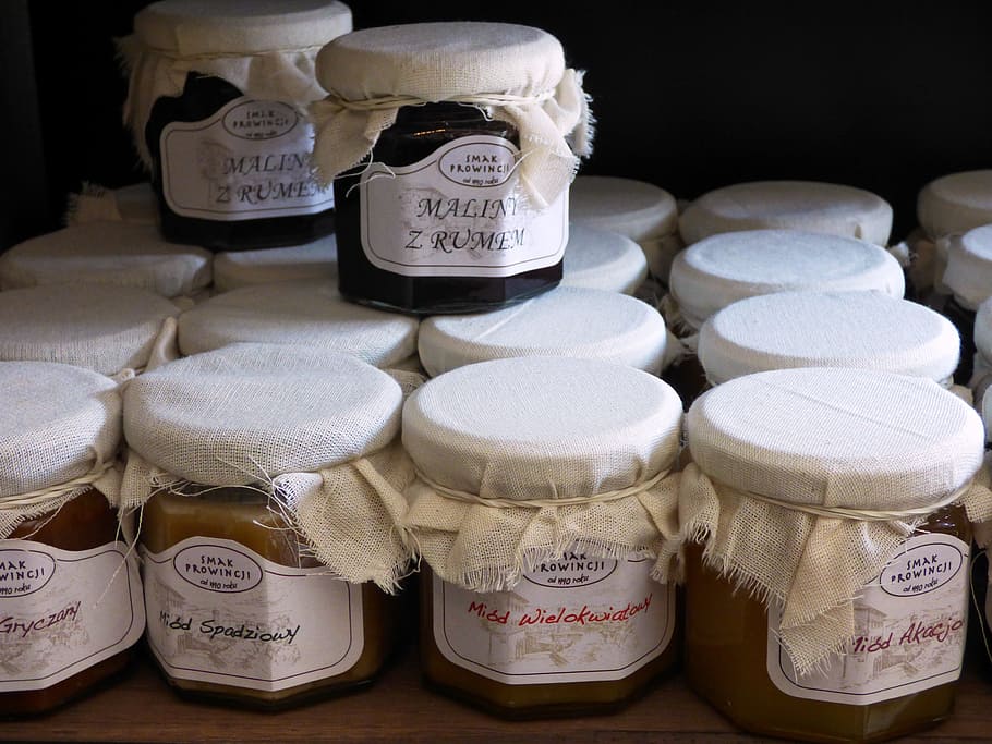 preparations, jars, malina, honey, homemade, natural food, eating HD wallpaper