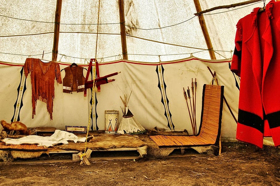 indian, tent, leather, scene, clothes, equipment, inside, hanging HD wallpaper
