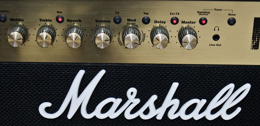 marshall, amplifier, stove, guitar, western script, communication HD wallpaper
