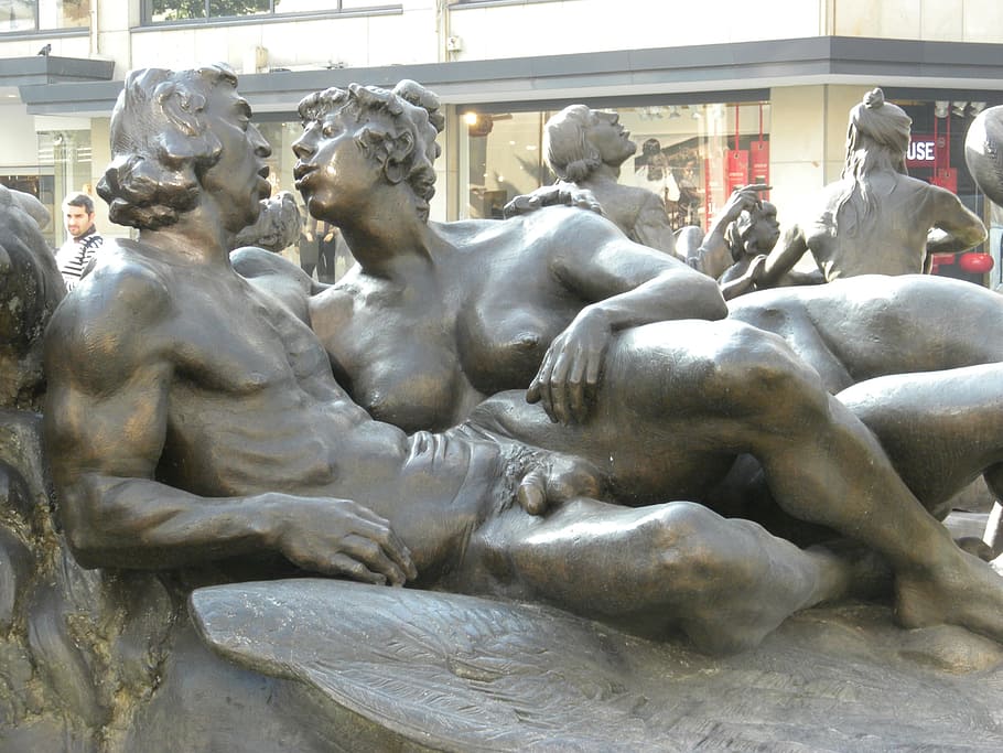 Bronze, Pair, Romance, statue, sculpture, europe, architecture HD wallpaper