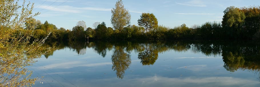 panorama, landscape, autumn, water, reflection, tree, lake HD wallpaper