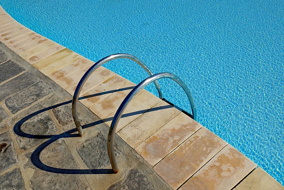 swimming pool, summer, surface, italy, high angle view, blue HD wallpaper
