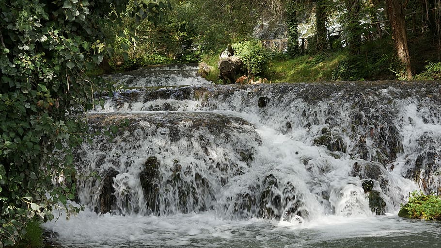 Water, Waterfall, River, Landscape, nature, river stone monastery HD wallpaper