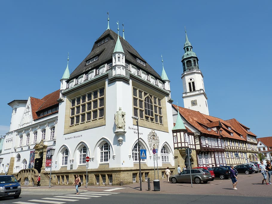 celle, lower saxony, old town, space, church, steeple, museum HD wallpaper