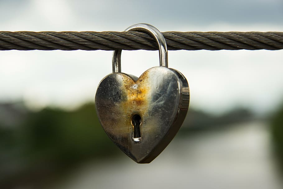 silver heart padlock, castle, bridge, love, connection, closed, HD wallpaper