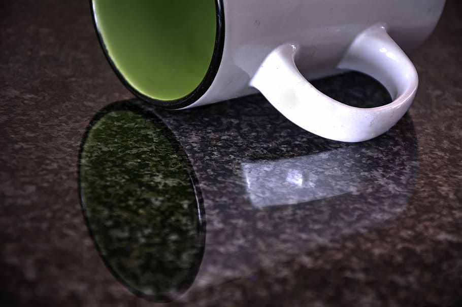Mug, Pottery, Reflection, green color, close-up, no people HD wallpaper