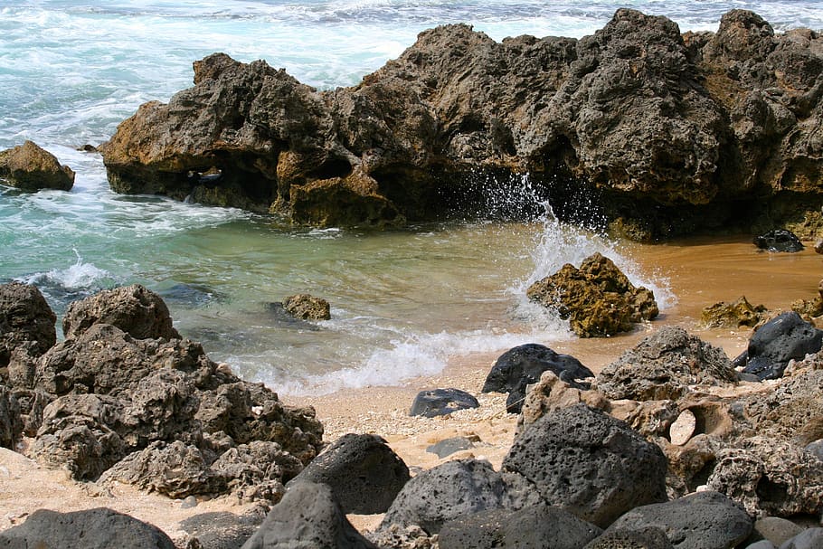 tide, pool, shallow, water, ocean, beach, rock, shore, coastal HD wallpaper
