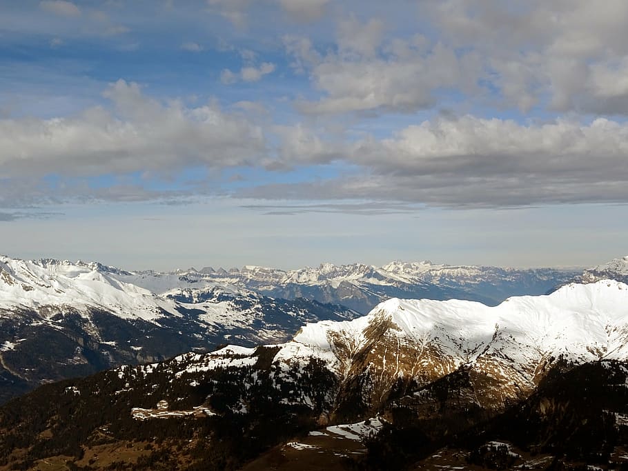 mountains, alpine, snow, landscape, winter, high mountains HD wallpaper