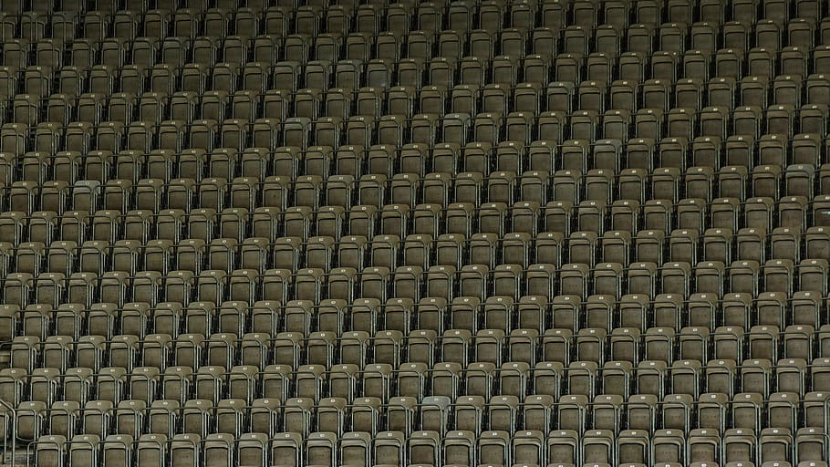 stadium, seating, monotony, empty, plastic, chair, row, vacant, HD wallpaper