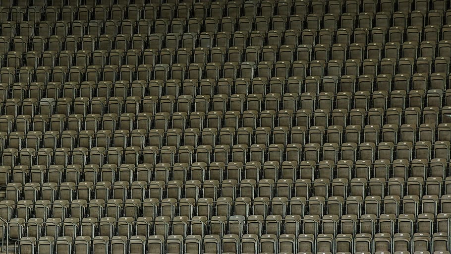 stadium, seating, monotony, empty, plastic, chair, row, vacant HD wallpaper