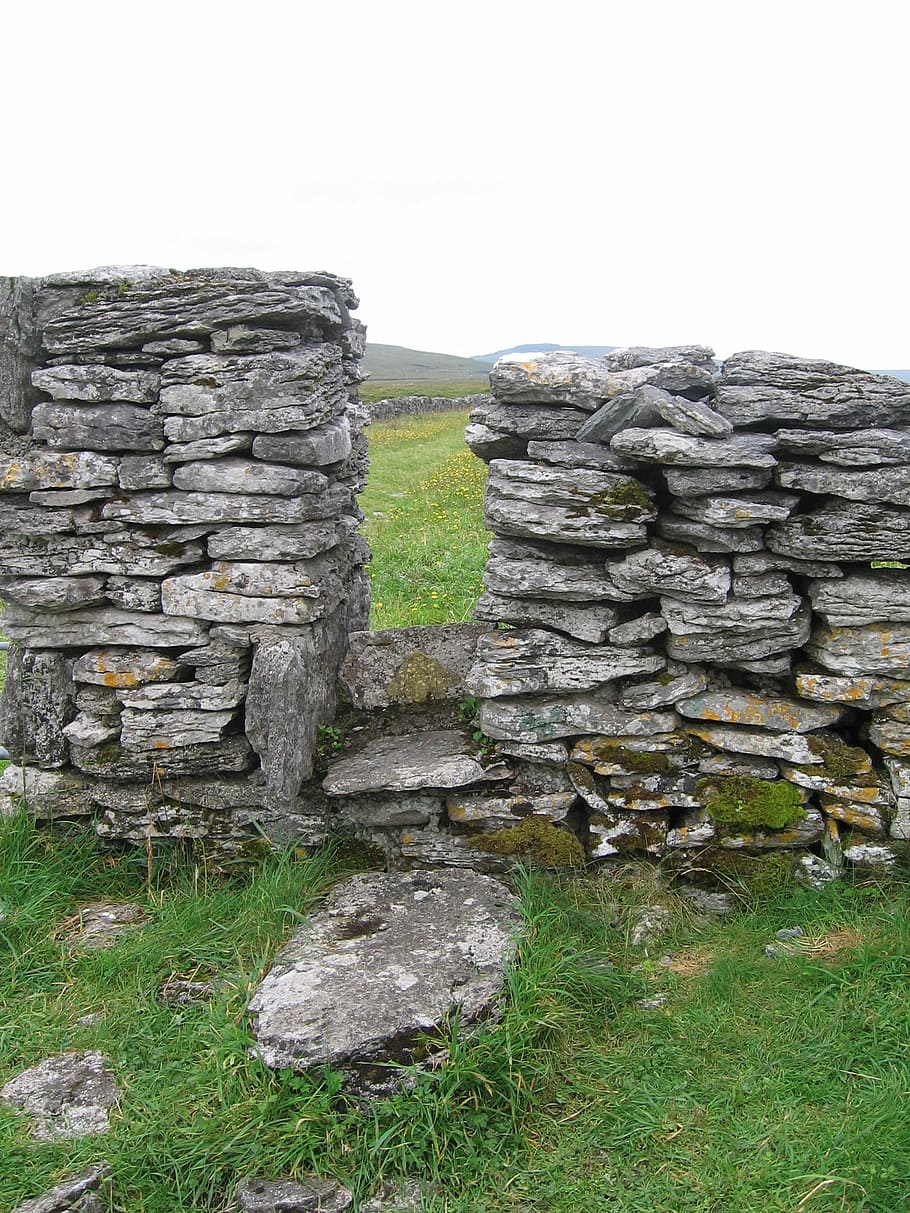 Passage, Stone Wall, stack, grass, large group of objects, no people HD wallpaper