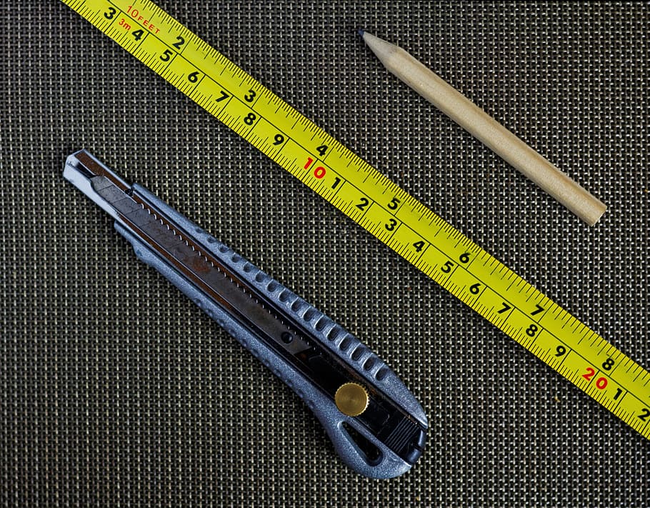 silver utility knife, tools, workshop, diy, equipment, repair HD wallpaper