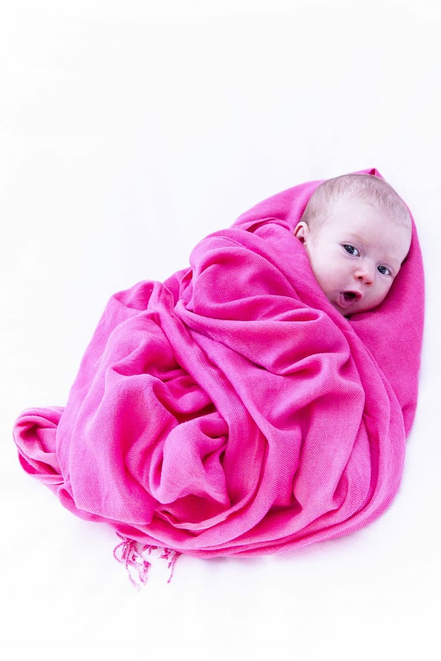 baby wrap with pink blanket, girl, child, children, cute, gorgeous, HD wallpaper
