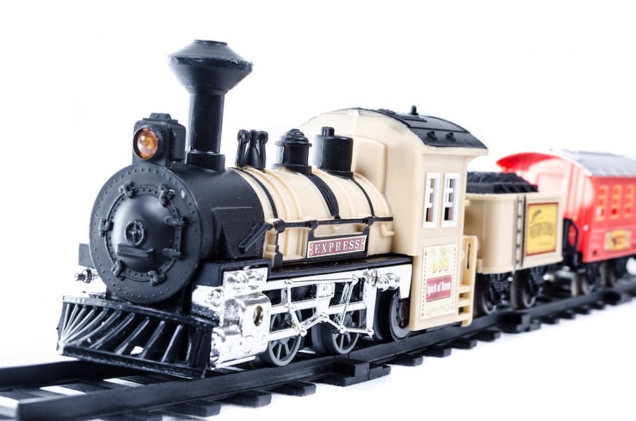 toy, train, car, isolated, electric, red, horizontal, miniature HD wallpaper