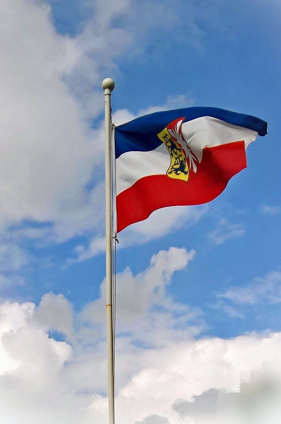 flag, schleswig -holstein, banner, tricolor, blue red white, HD wallpaper