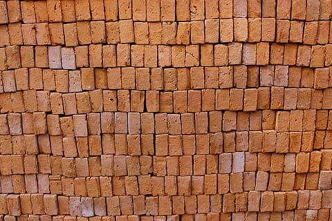 bricks, stacked, pile, architecture, construction, rough, brickwork HD wallpaper