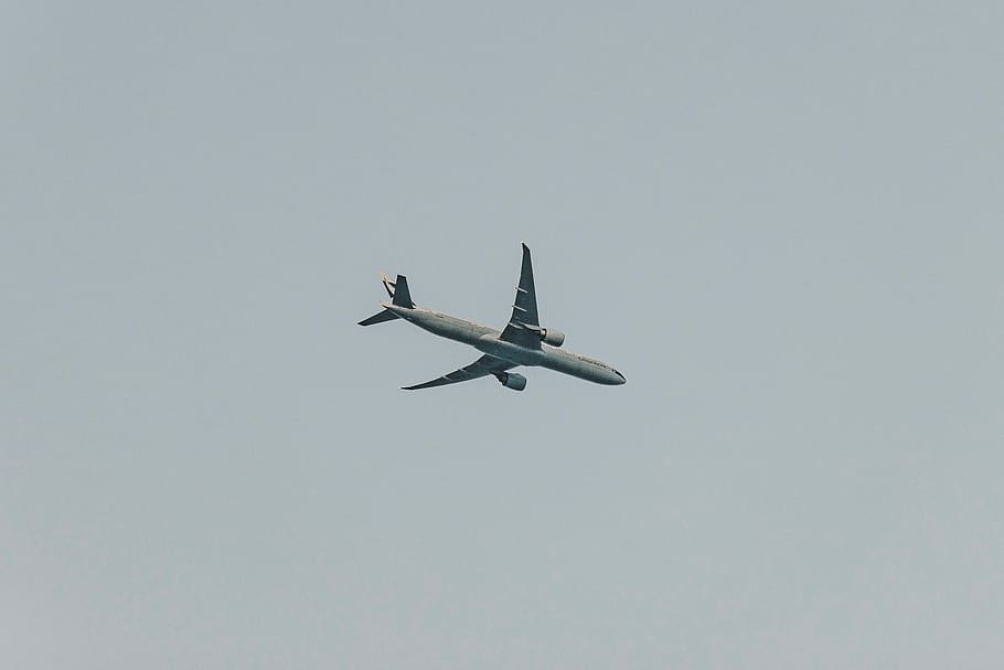 airline flying at daytime, worm's-eye view photography of flying passenger plane HD wallpaper