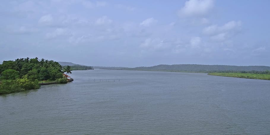 chapora river, goa, india, water, sky, scenics - nature, sea HD wallpaper