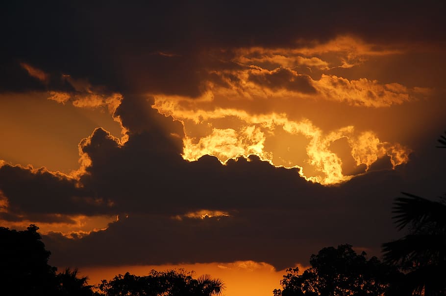 sunset, sky, sunlight, outdoor, orange, nature, landscape, evening HD wallpaper