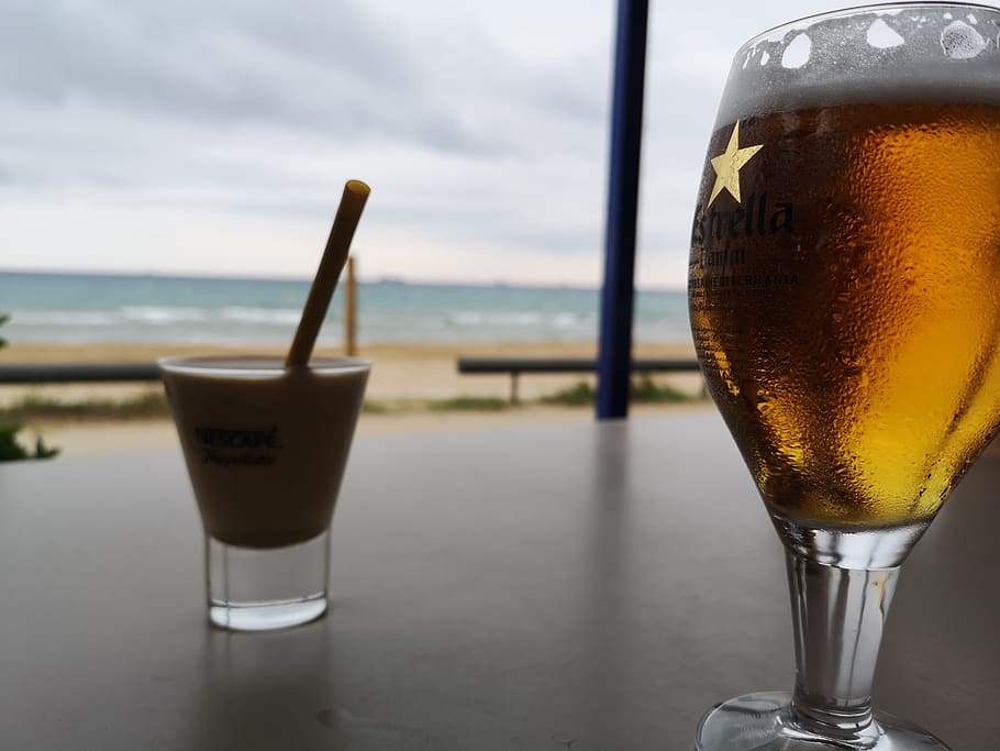 relax, beer, beach, coffee, drink, refreshment, food and drink HD wallpaper