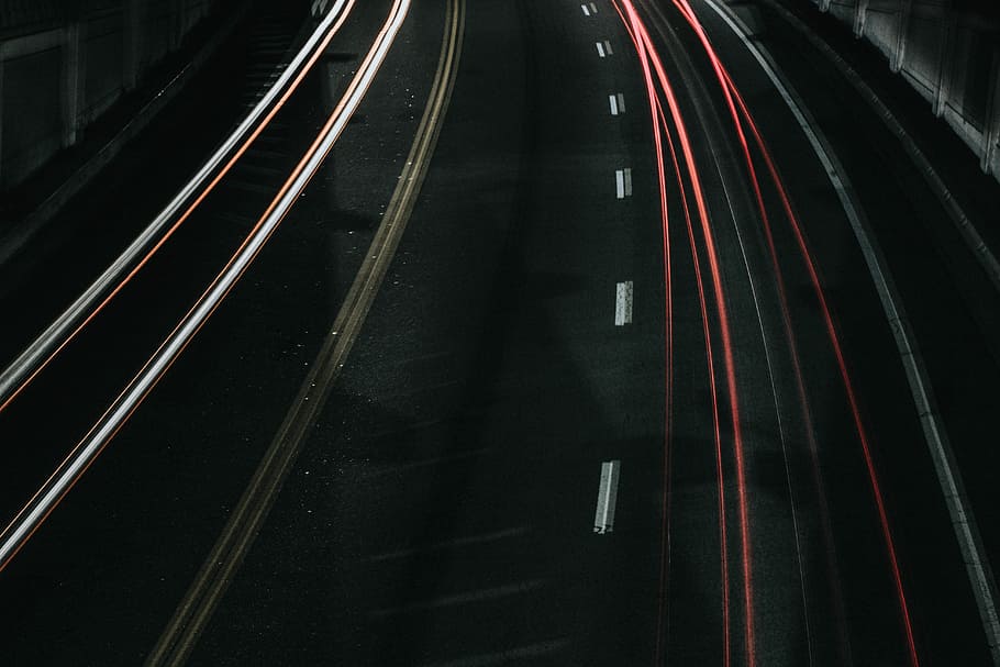 time lapse photo of vehicle passing through road, time lapse photography of road HD wallpaper