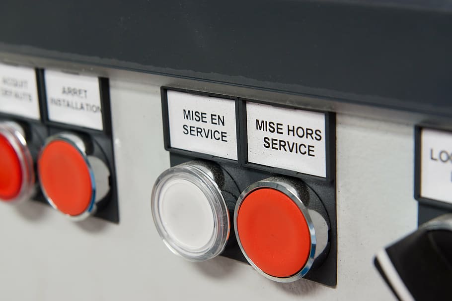buttons, market, stop, red, no people, machinery, appliance HD wallpaper